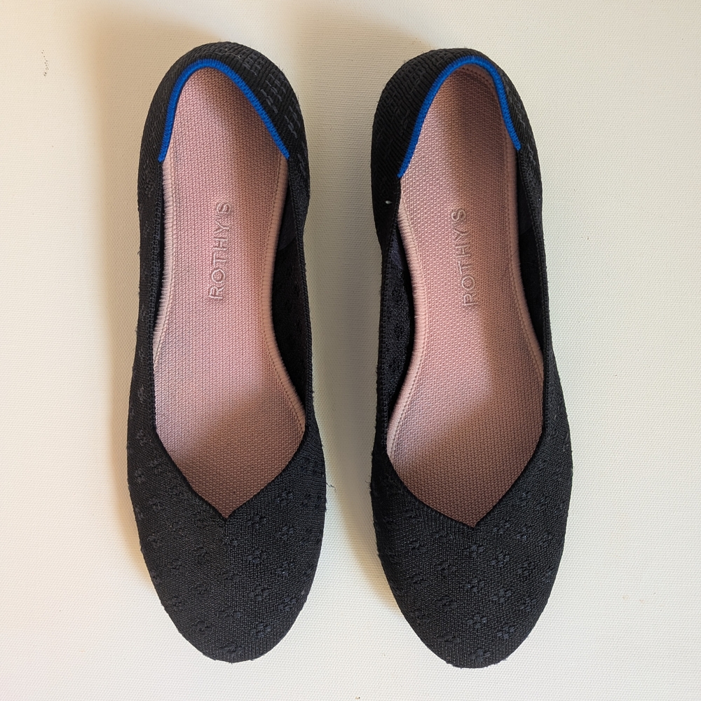 Rothy's Black Women's Ballet Flat Round Toe Shoes - Professional Walking Comfort